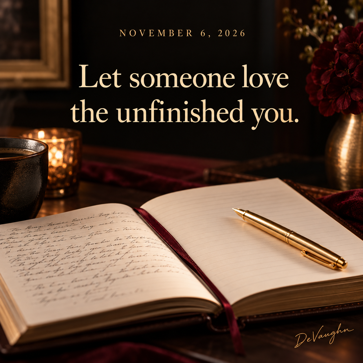 November 6. Let someone love the unfinished you.