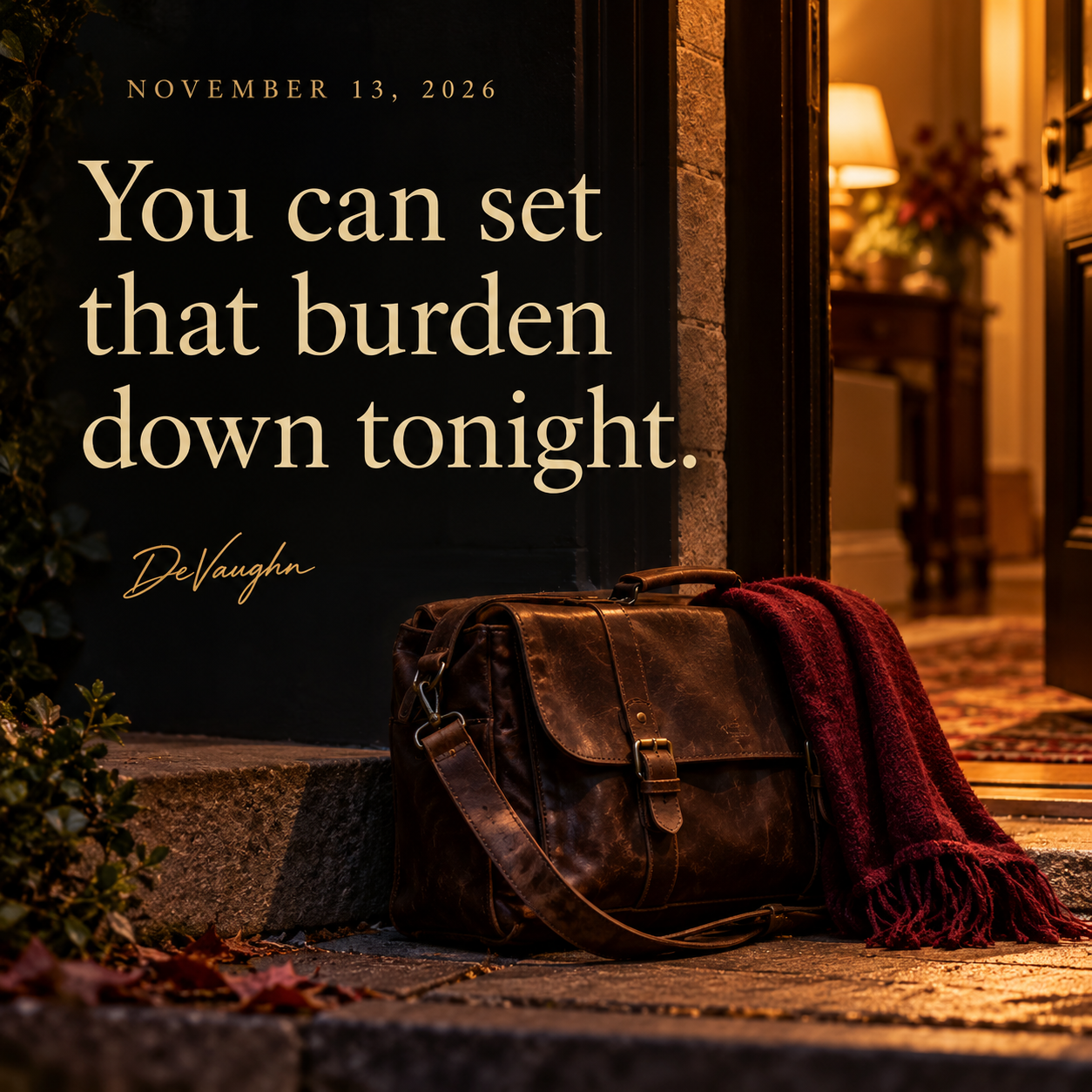 November 13. You can set that burden down tonight.