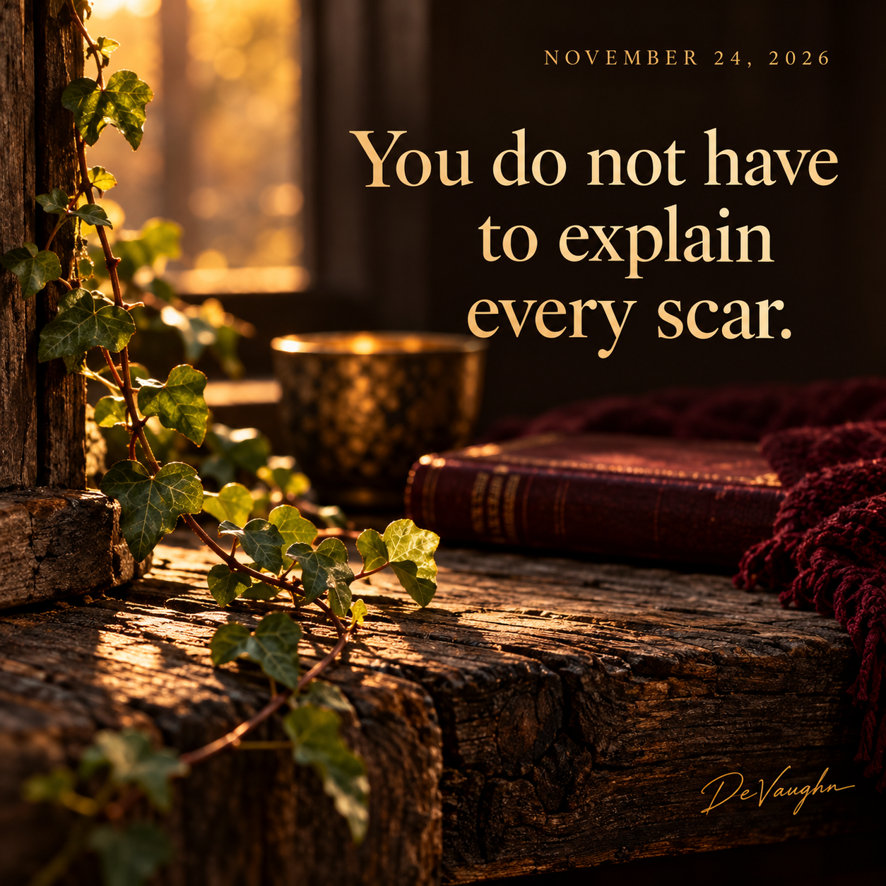 November 24. You do not have to explain every scar.