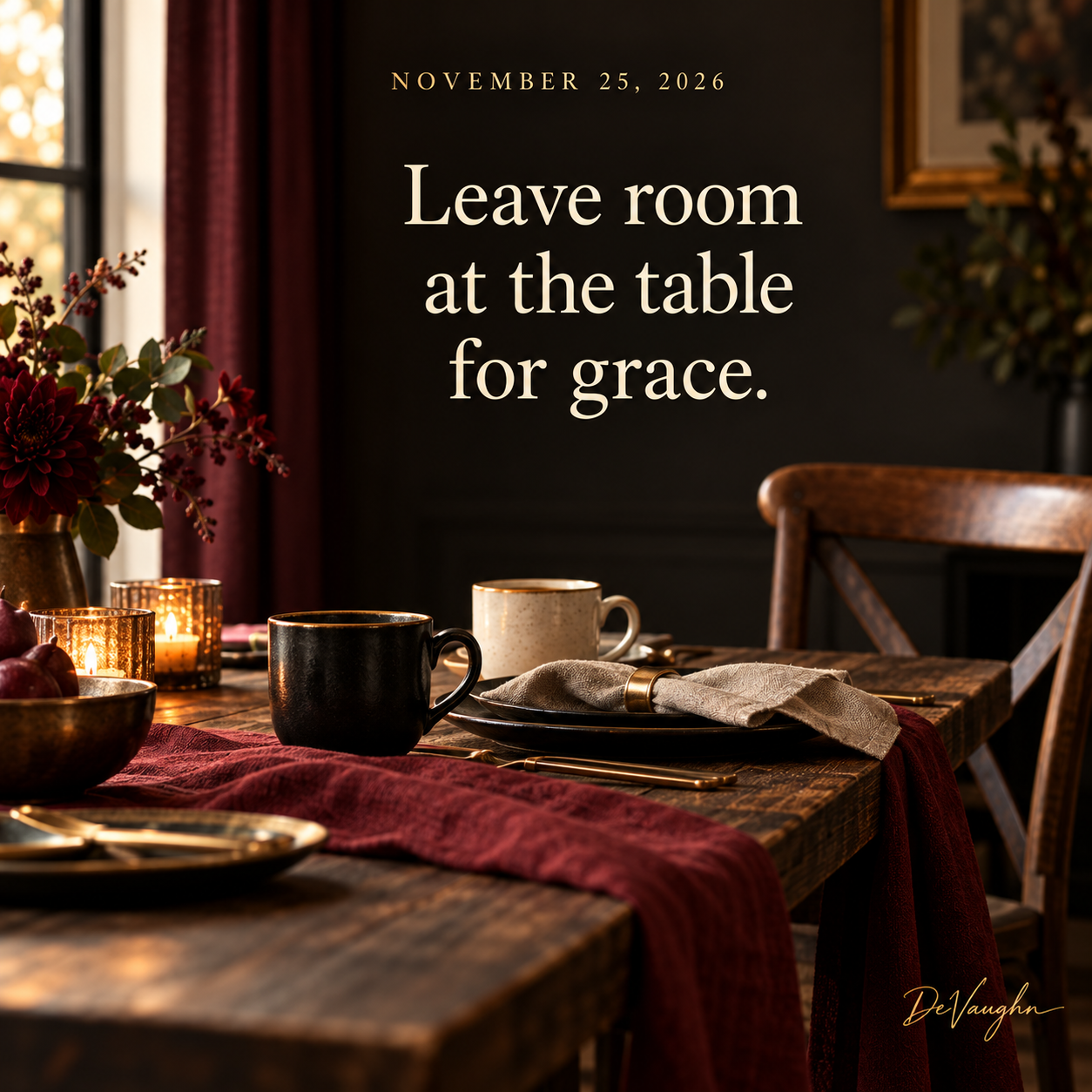 November 25. Leave room at the table for grace.